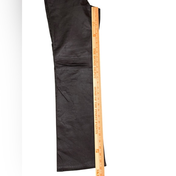 Rem Garson Dark Brown Timeless Quiet Luxury Leather Straight Leg Pants - Picture 6 of 8